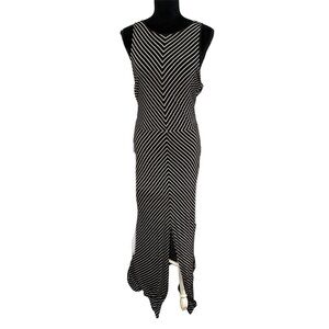 White House Black Market Chevron Print Black and White Maxi Dress Size Lg